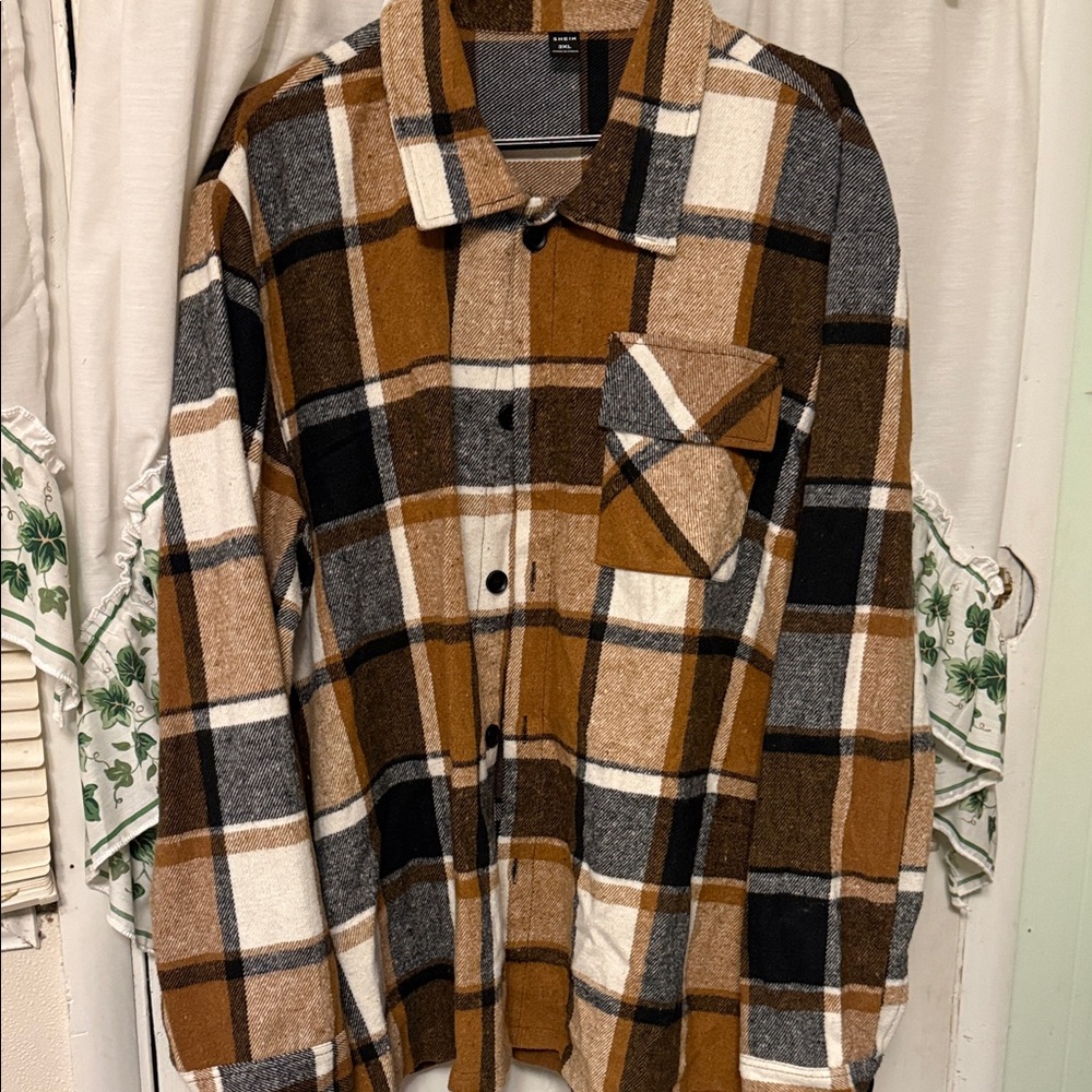 SHEIN Brown Plaid Shirt
